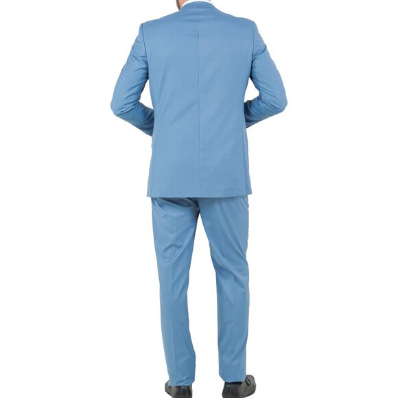 Solid Dusty Blue 3 Piece Slim Fit Tazzio Men's Suit - Picture 2 of 6